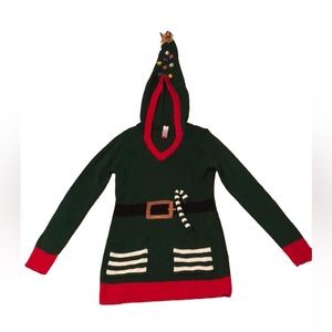 Elf Sweater Dress Green/Red/White/Candy cane/Star, Christmas tree Junior XS